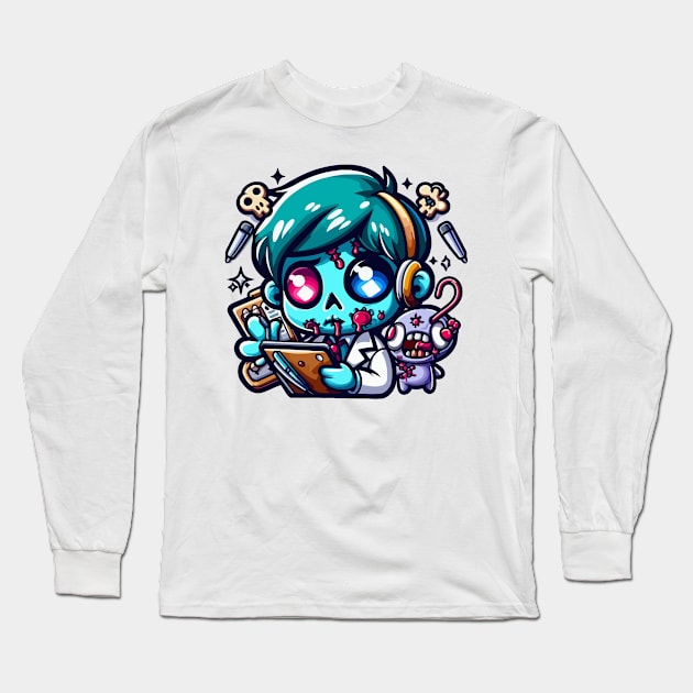 Funny Zombie Brains Long Sleeve T-Shirt by NayaRara